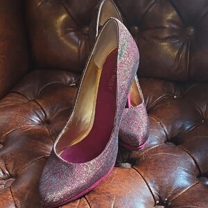 Glamorous Pink High Heels with Glittery Finish